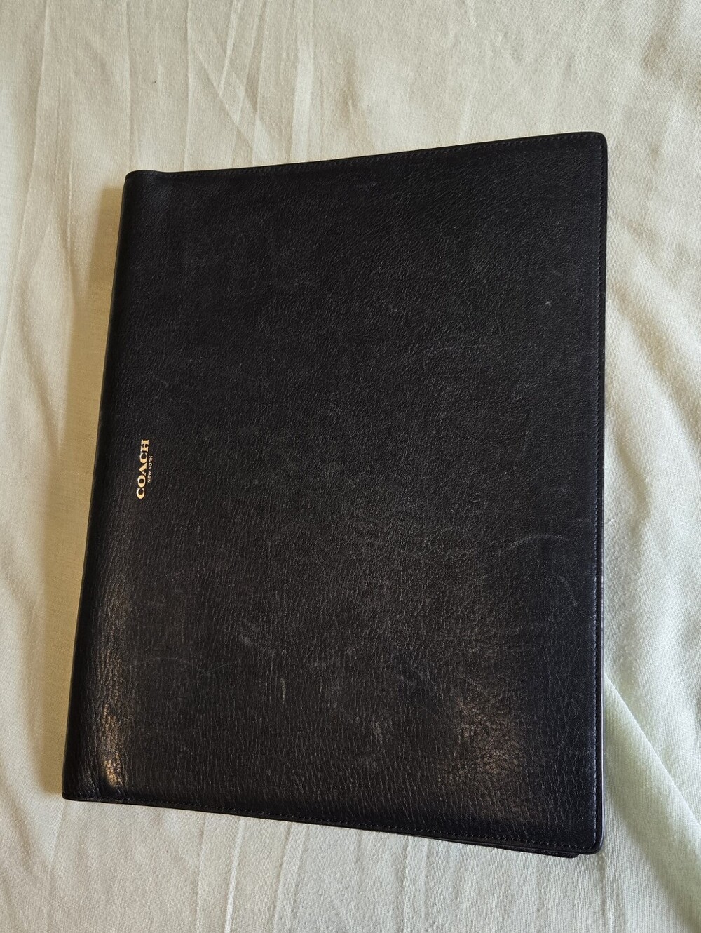 Coach Black Leather Bi-fold Portfolio Notebook Organizer